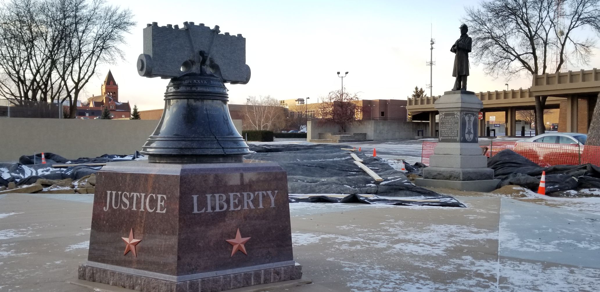 Liberty Bell replica and Soldier